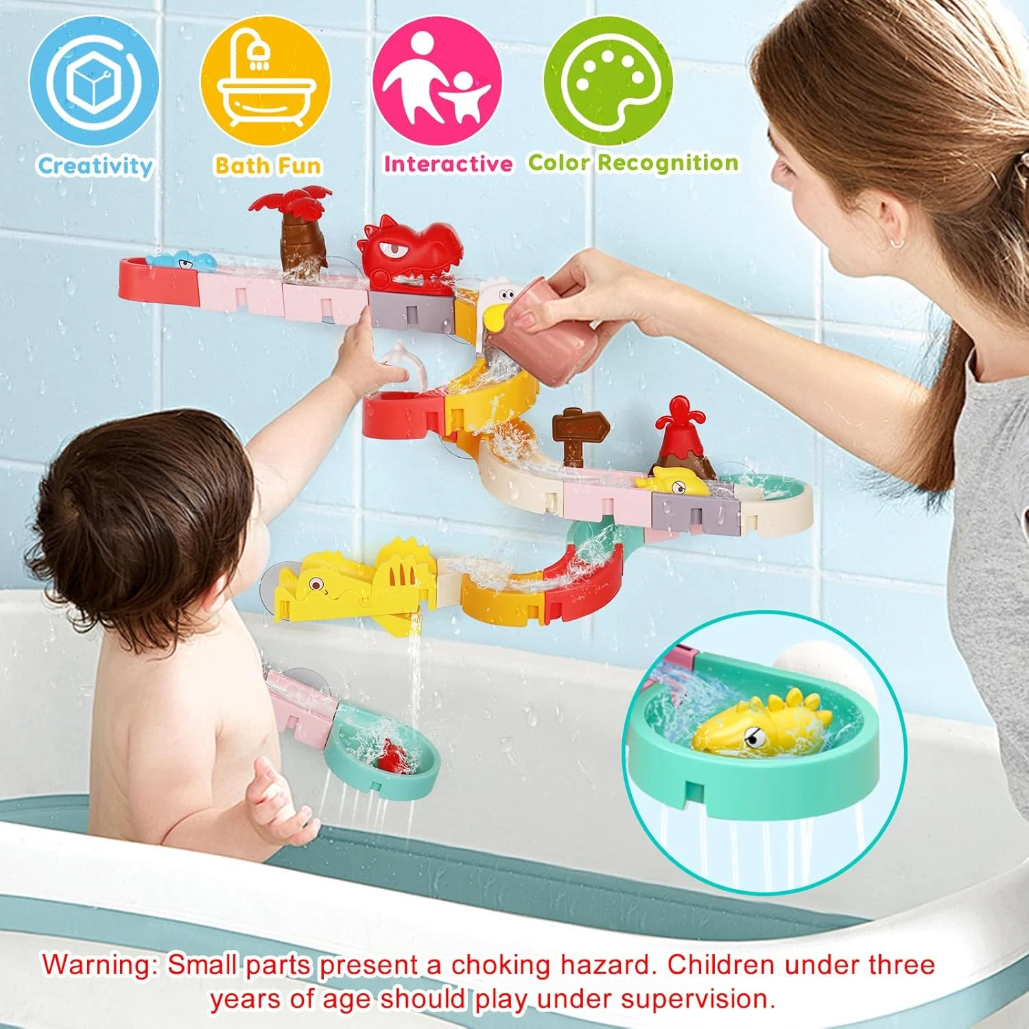 Bath Toys for Kids DIY Building Water Slide Tracks BaBy Bath Toys Spray Water Toys for Kids Outside Pool Bathtub Toys for Kids