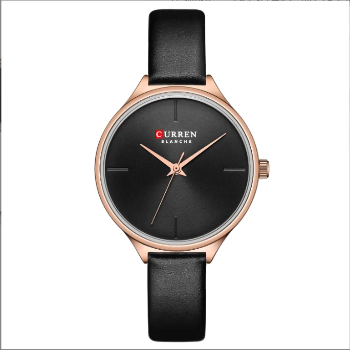 Minimally Designed Ladies' Watch with Breathable Leather Strap Circular Dial Without Numerical Scale Casual Women's Watch