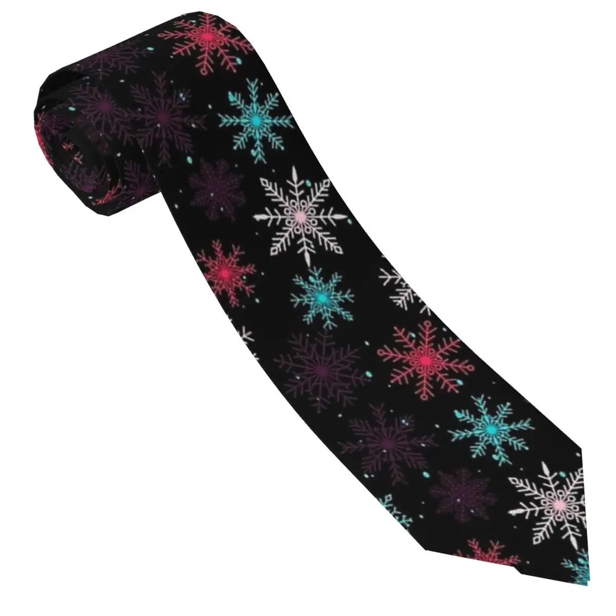 Christmas Tie Colorful snowflakes Printed Neck Ties Classic Elegant Collar Tie Men Women Wedding Party Necktie Accessories