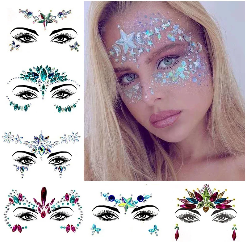 Rhinestones for Face Glitter for Face Stickers on Face Temporary Tattoos for Women Temporary Tattoos Fake Tattoo Tattoo Sticker