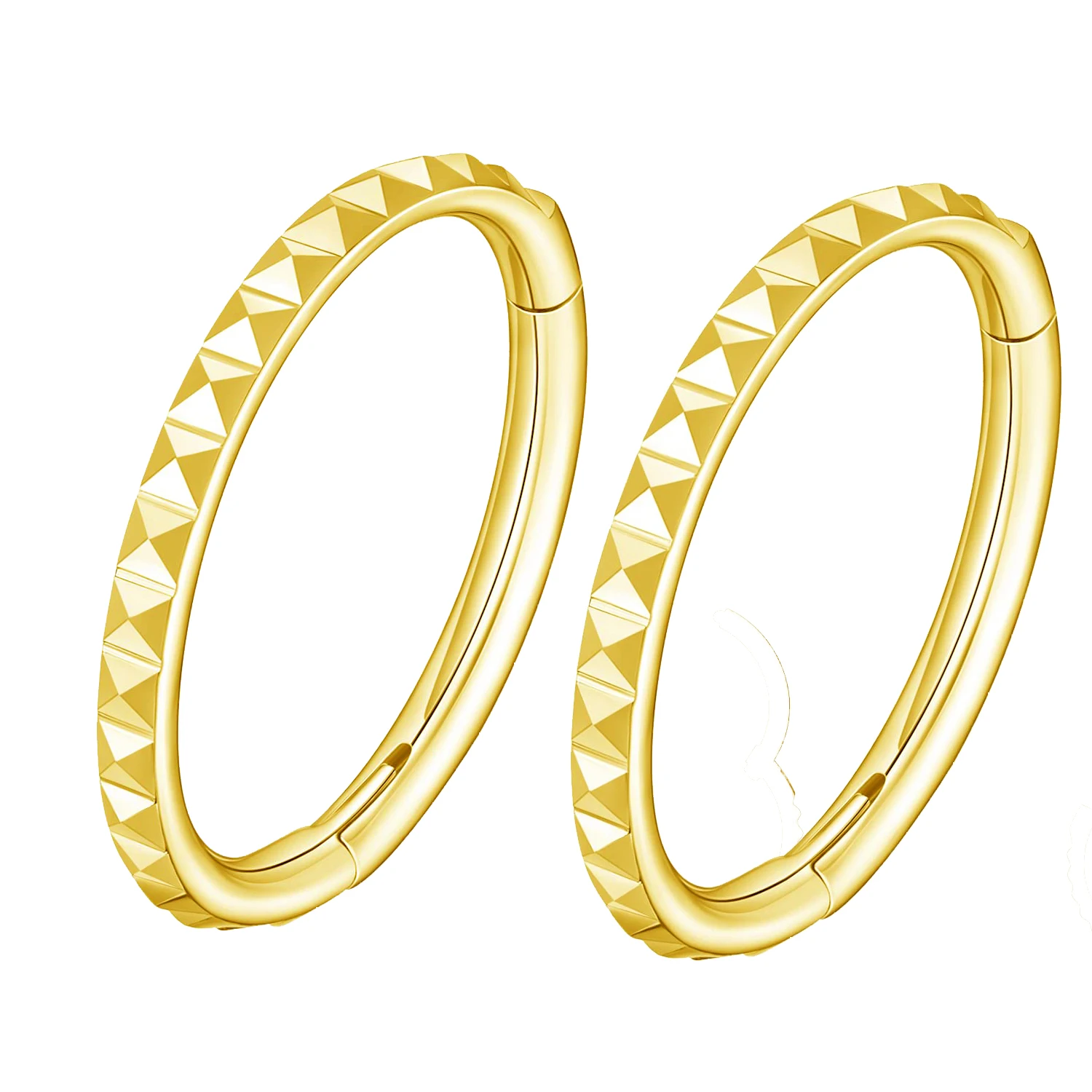 Pyramid Hinged Nose Ring Hoop in Titanium