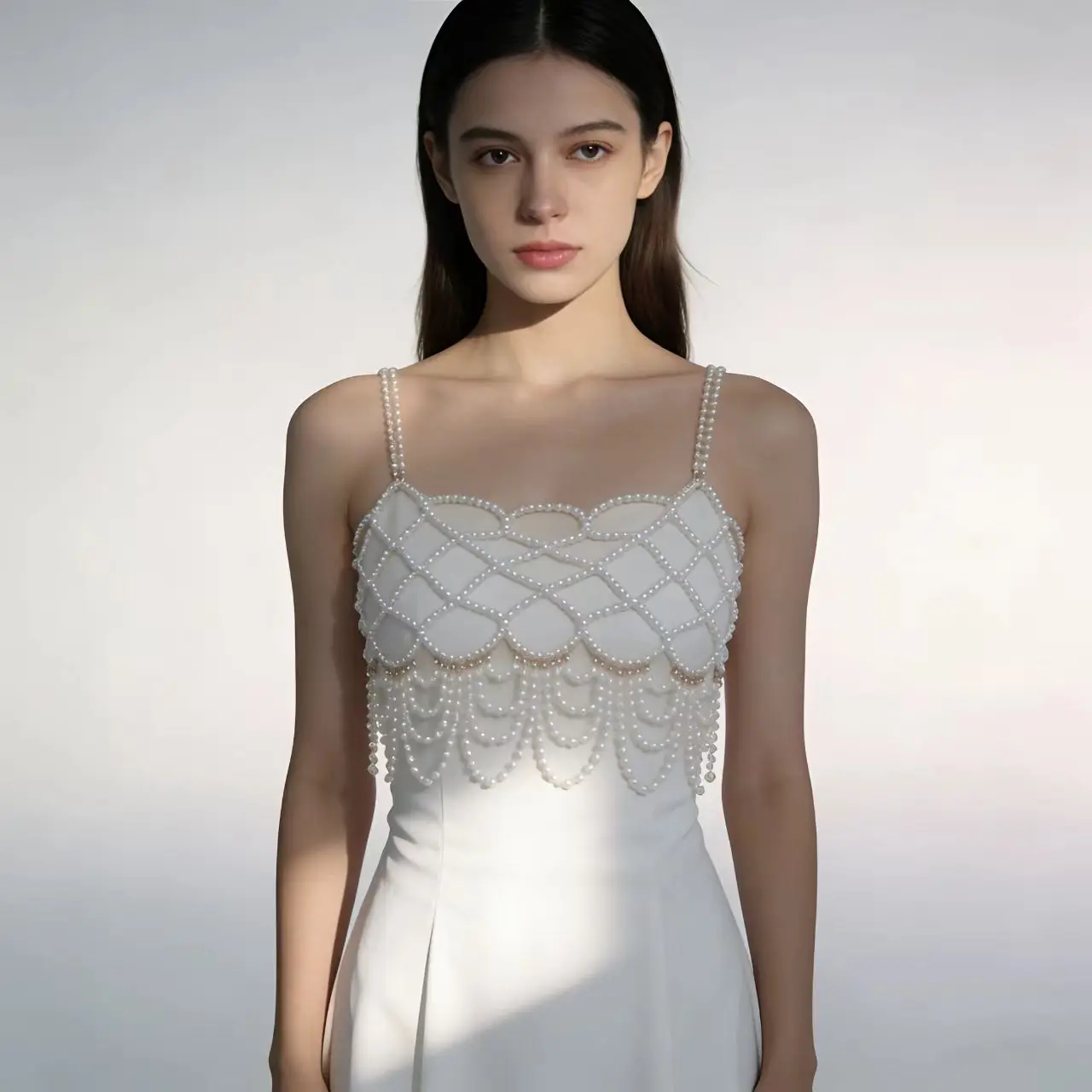 

Handmade Heavywork Wedding Dress Jewelry Pearls Body Chain Accessory for Brides Matching Costume Elegant Bridal Fashion