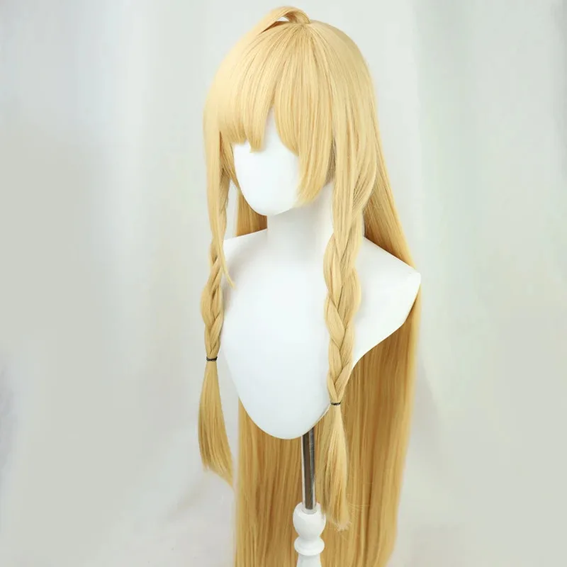 Qq28LQSaileach Cosplay Perucas Arknights Saileach Role Play 140cm Mulheres Longa Reta Peruca Loira Resistente ao Calor Cabelo Sintético