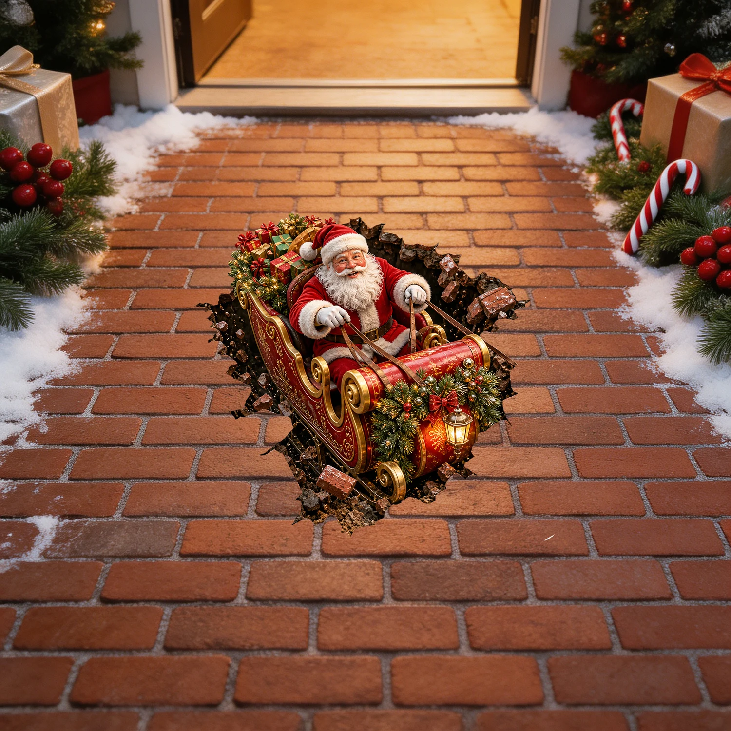 20 Styles 3D Broken Wall Christmas Wall Sticker Santa Claus Snowman Party Festival Decoration Peel & Stick Art Mural Wall Decals