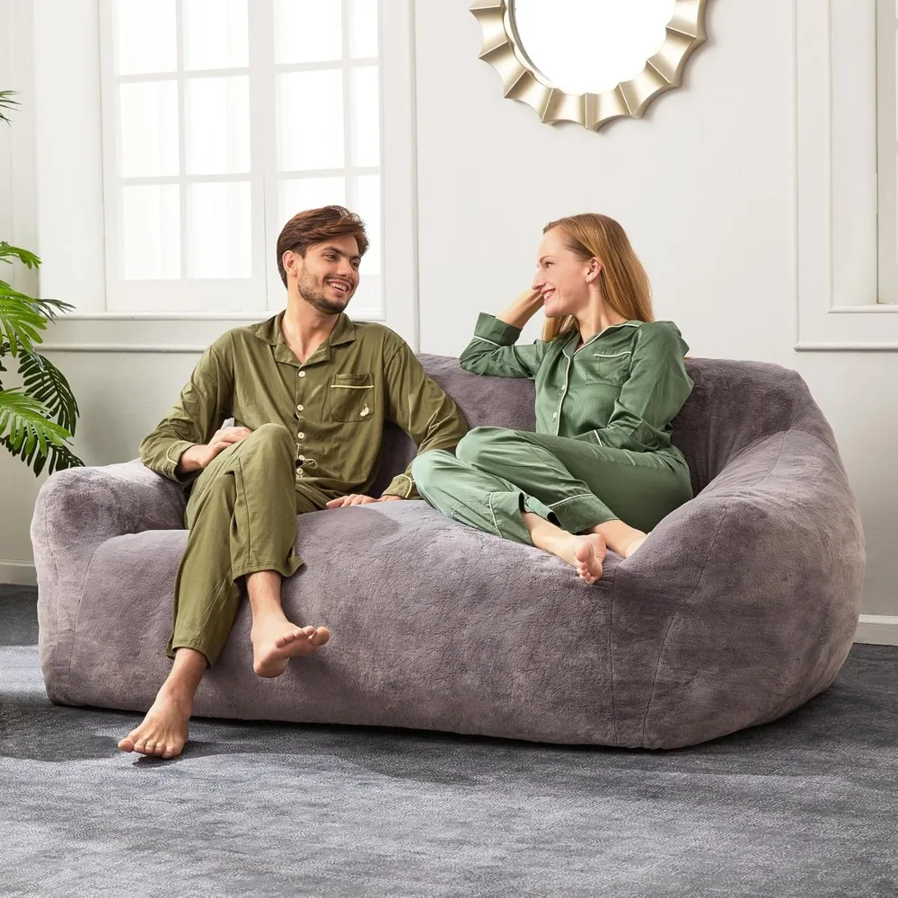 

Oversized Bean Bag Chair for Adults, Giant Bean Bag Sofa,Bean Bag Couch Floor Sofa with Soft Faux Fur Cover & Wide Armrests