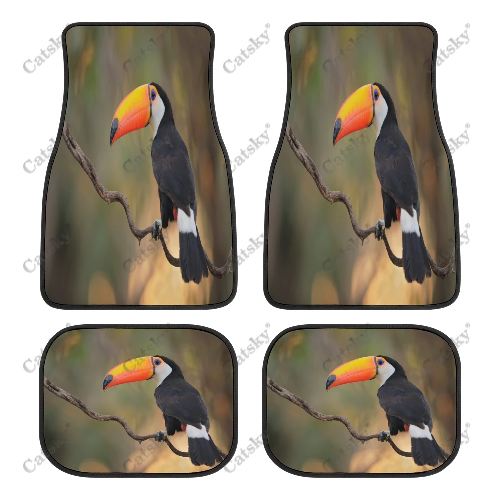 Animal -  Toucan Car Floor Mat Vintage Carpet Anti-Slip Rubber Mat Pack of 4 Auto Accessiores for Car SUV Van