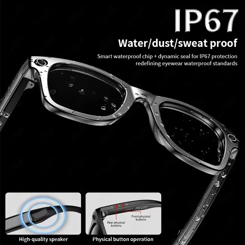 2025 óculos inteligentes homens 8mp câmera wifi bluetooth controle de toque ip65 à prova dip65 água ai tradução com cancelamento de ruído ai óculos feminino