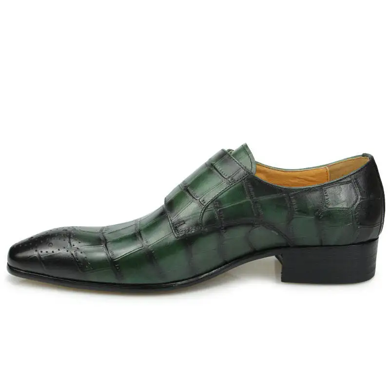 Exquisite Workmanship New Style Party Office Genuine Cow Leather Classic Mens Dress Shoes with green Custom 2023