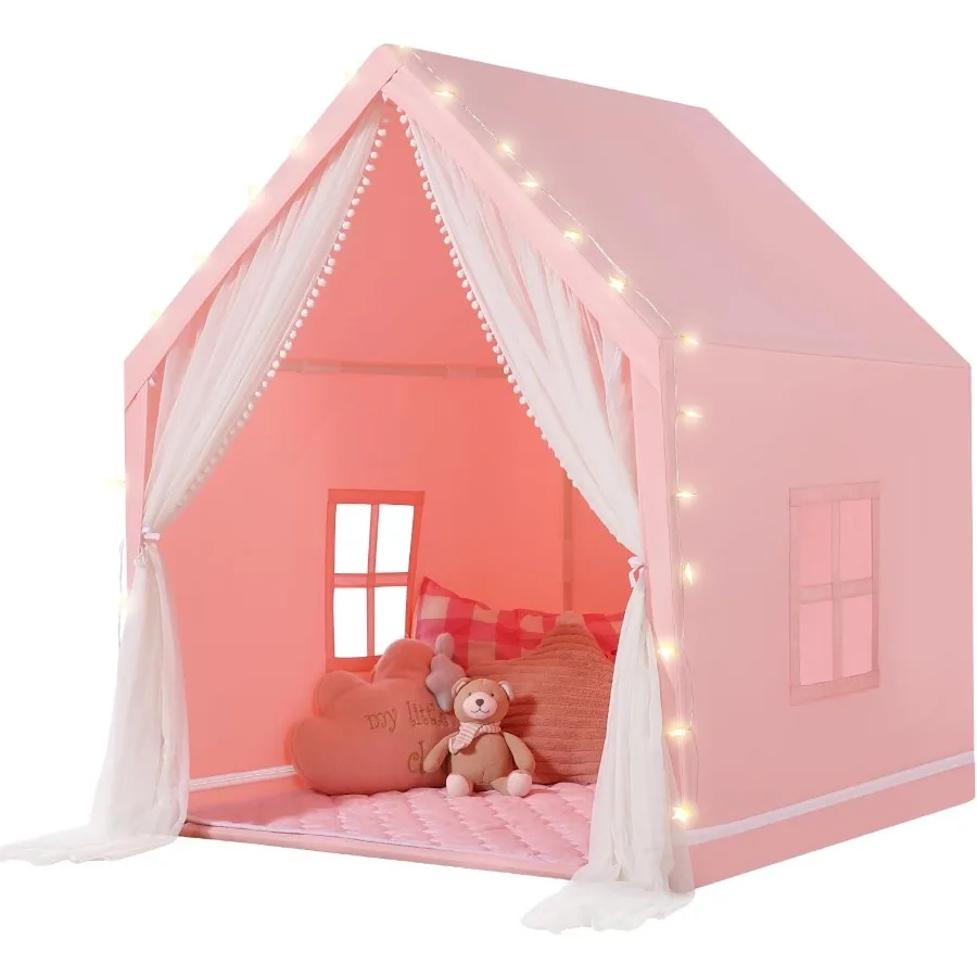 Tente intérieure pour tout-petits : avec tapis étoiles lumières - Playhouse intérieur pour tout-petits - Tente pour tente tipi pour jouer à l'intérieur des filles et des garçons