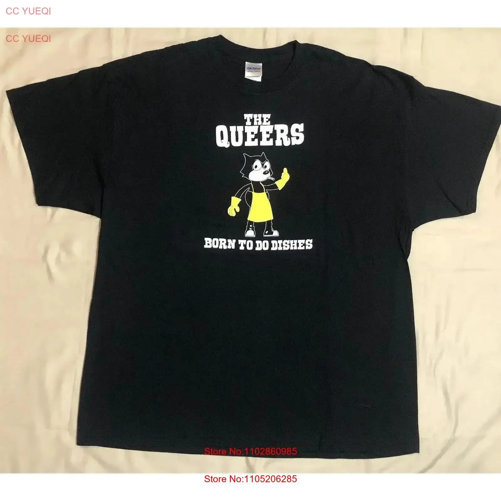 Camiseta The Queers Born To Do Dishes 2XL XXL vintage lavada ropa de calle versátil estirada moda Casual homme cómoda