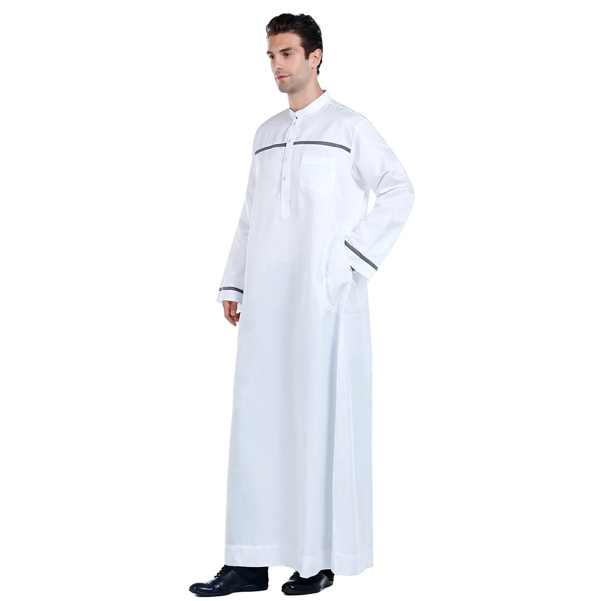 

Muslim men's Formal Thobes long-sleeved solid color loose traditional Islamic men's clothing kaftan festival Arabic ethnic style