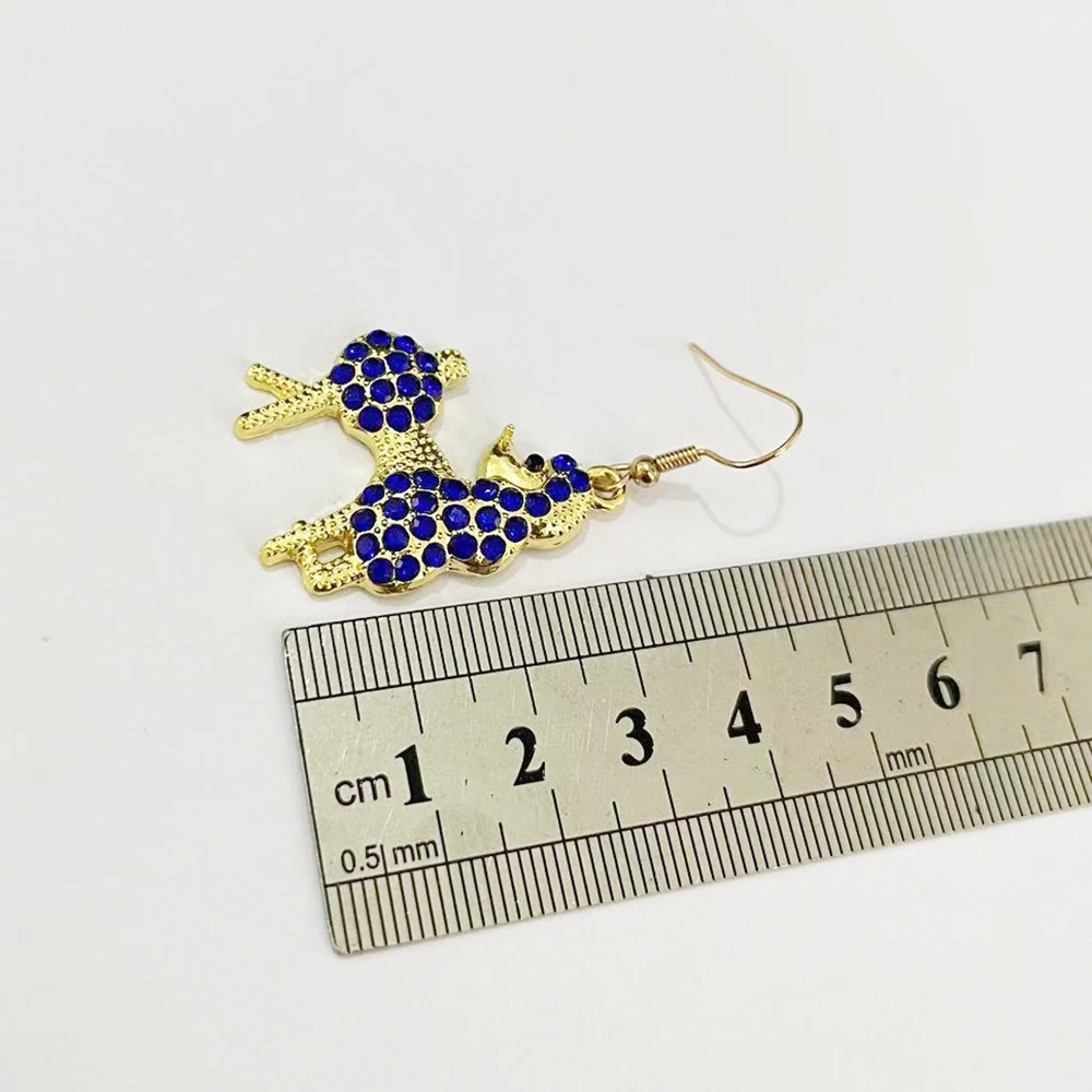 Sigma Gamma Rho Women's Party Society Blue Diamond Poodle Drop Earrings