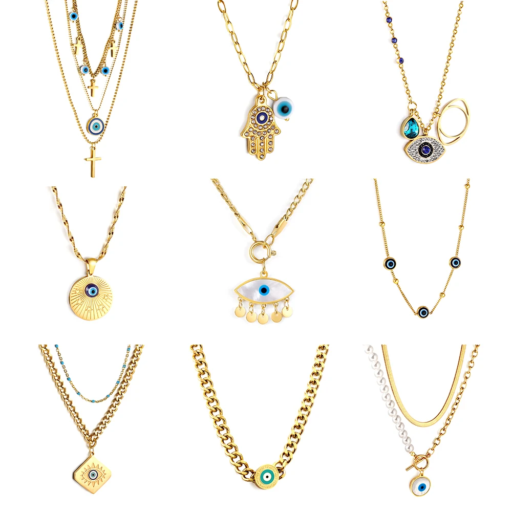 Evil Eye Anhänger Halsketten für Frauen Mädchen Trend vergoldet Schicht Kette Halsband Halskette Schmuck Geburtstagsgeschenke Kostenloser Versand