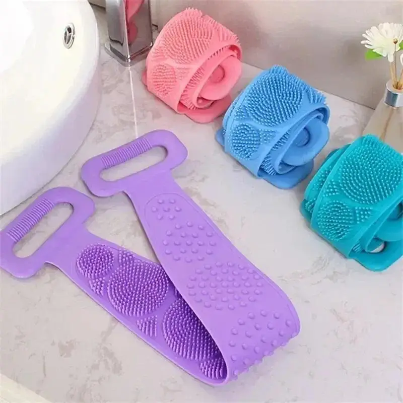New Body Sponge Silicone Back Brushes Bath Towels Scrubber Rubbing Back Peeling Massage Shower Belt Extended Skin Clean Brushes