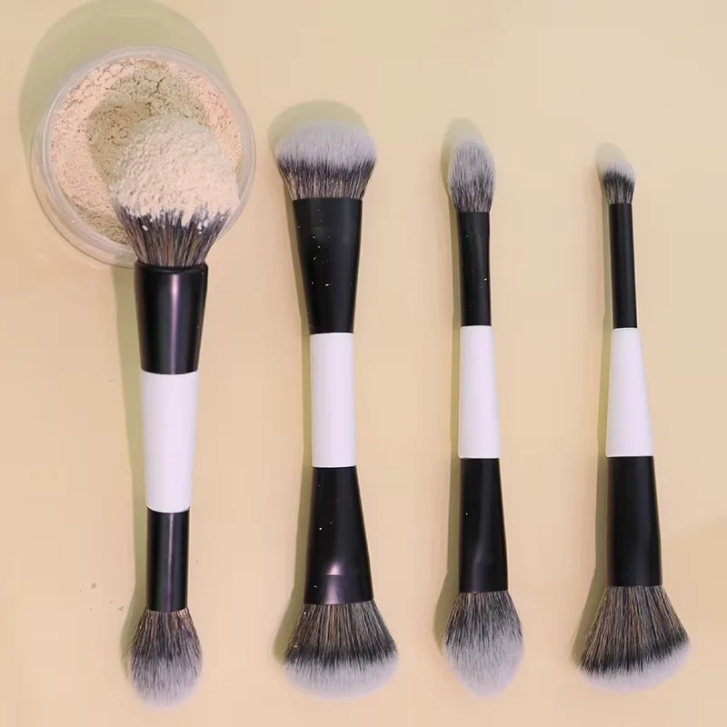 両端コンシーリングブラッシュブラシ フラットトップアングルファンデーションブラシキット ブラッシュアイシャドウブラシ ブラシ 化粧品