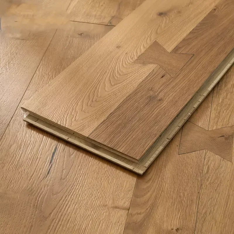 2200MM European White Oak Pure Three-layer Solid Wood Composite Flooring Handmade Bowknot Brushed Home Engineered Wooden