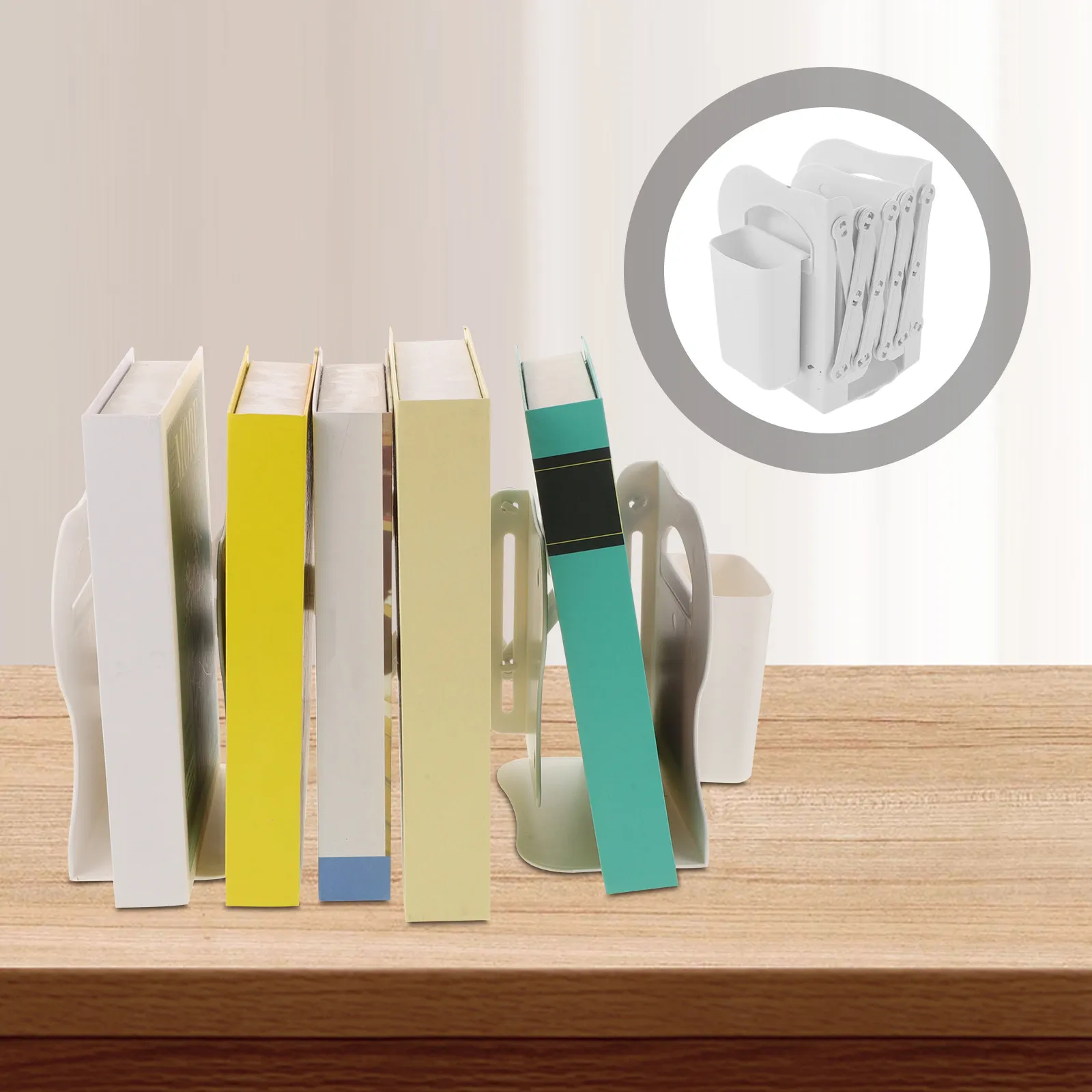 Adjustable Foldable Book Holder for Desk – Heavy-Duty Plastic Bookend Organizer for Study, Reading, and Storage