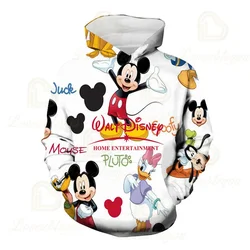 Disney Minnie Mouse Áo Nỉ Nữ Thời Trang Mùa Xuân Bé Trai Cô Gái Trẻ Em Anime Khoác Hoodie 3D In Hình Mùa Thu Nam Hoodie