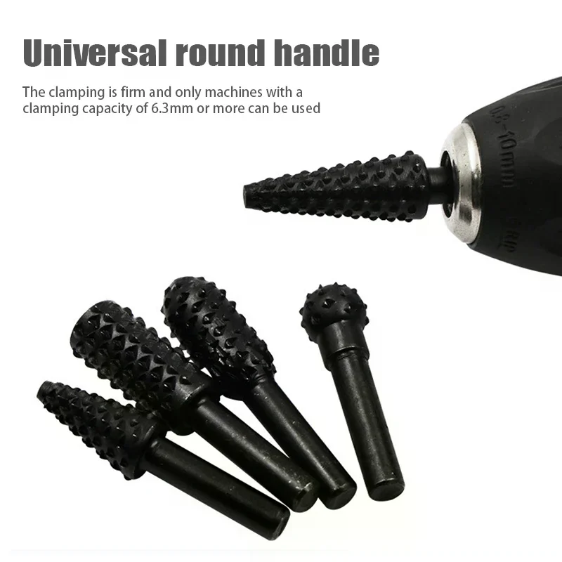 5Pcs/set Wood Carving Rasp Drill Bits Rotary Files Woodworking Burrs Grinding Tool Cutting Engraving Deburring Shaping Grooving