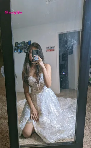 Robe de mariée en dentelle fendue sur le côté, style Boho, coupe trapèze, motifs floraux 3D