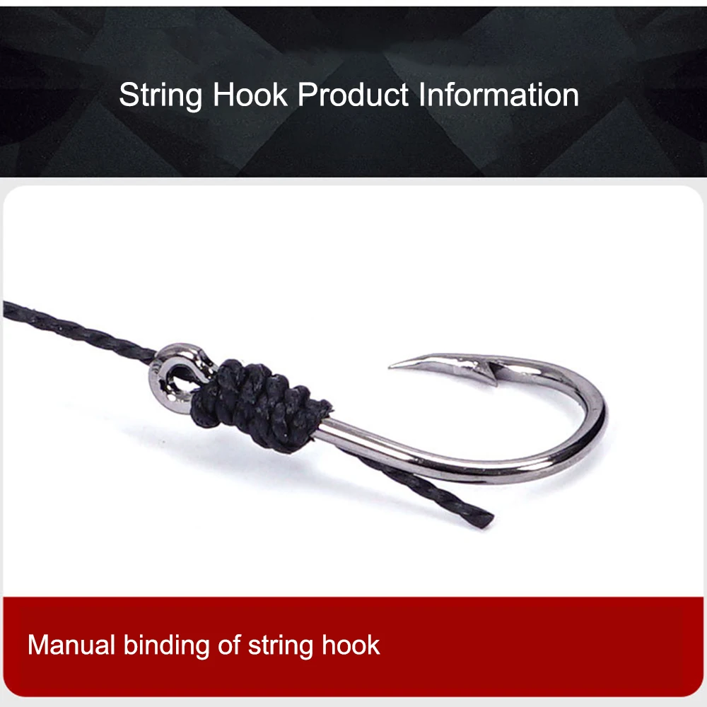 2/5pack String Hooks With PE Line Manual Binding Anti-Wrapping Tied String Hooks Angle for Sea Ice Fishing