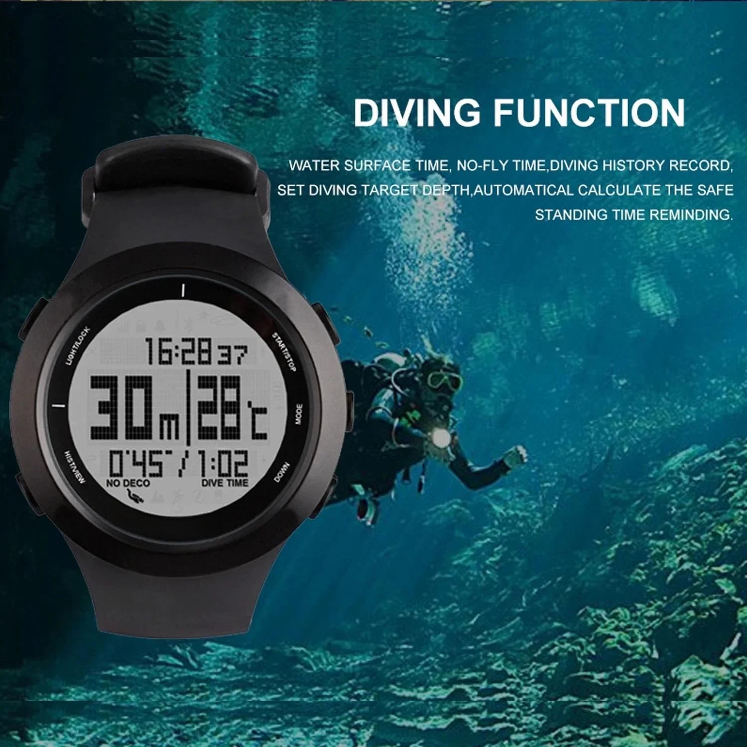 FR730 Time  Alarm Clock / Countdown   Running Watch   Temperature  El Backlit Watch Professional Diving Watch