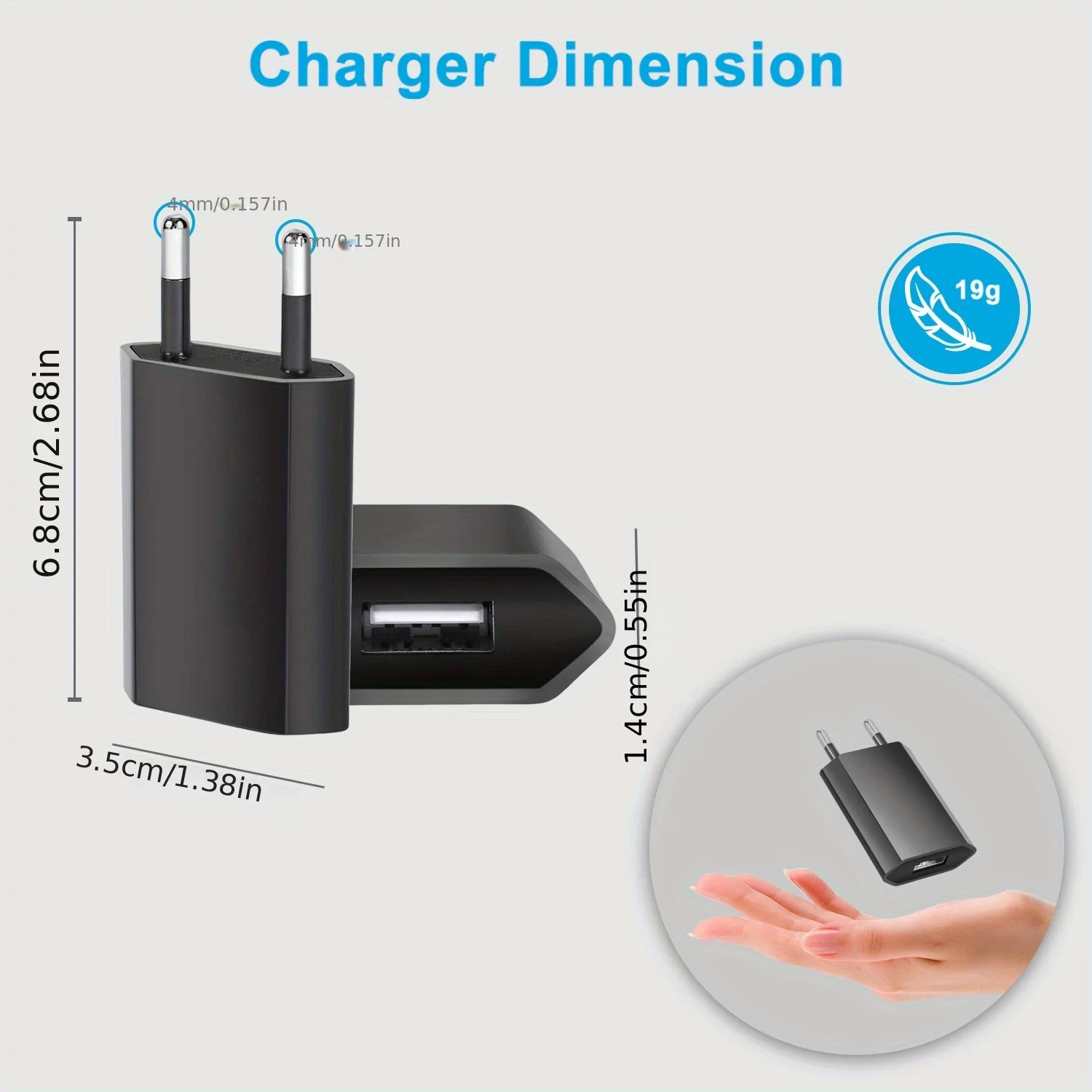 3/5/10 قطعة مصدر الطاقة USB قابس طاقة 5 فولت 1A شاحن السفر جدار شحن شاحن محول الطاقة USB التيار المتناوب الاتحاد الأوروبي التوصيل (أسود) للهاتف