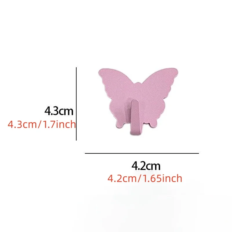 3PC Pink White Butterfly Shape Metal Multi-Purpose Hook Cute Girl Bedroom Wall Sticky Hook Key Mask Organizer Room Decor ﻿ view 6