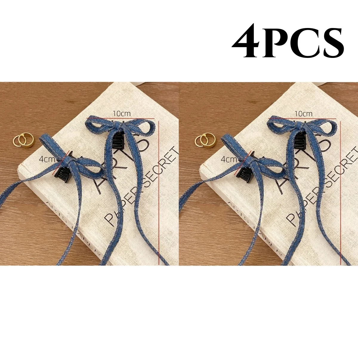 2/4/6PCS Blue Denim, Schleife, Mode, Pferdeschwanz, Band, Entenschnabel-Clip, Kopfschmuck, Pony Shattered Hair Side Clip, Haarkarten – Detail 4