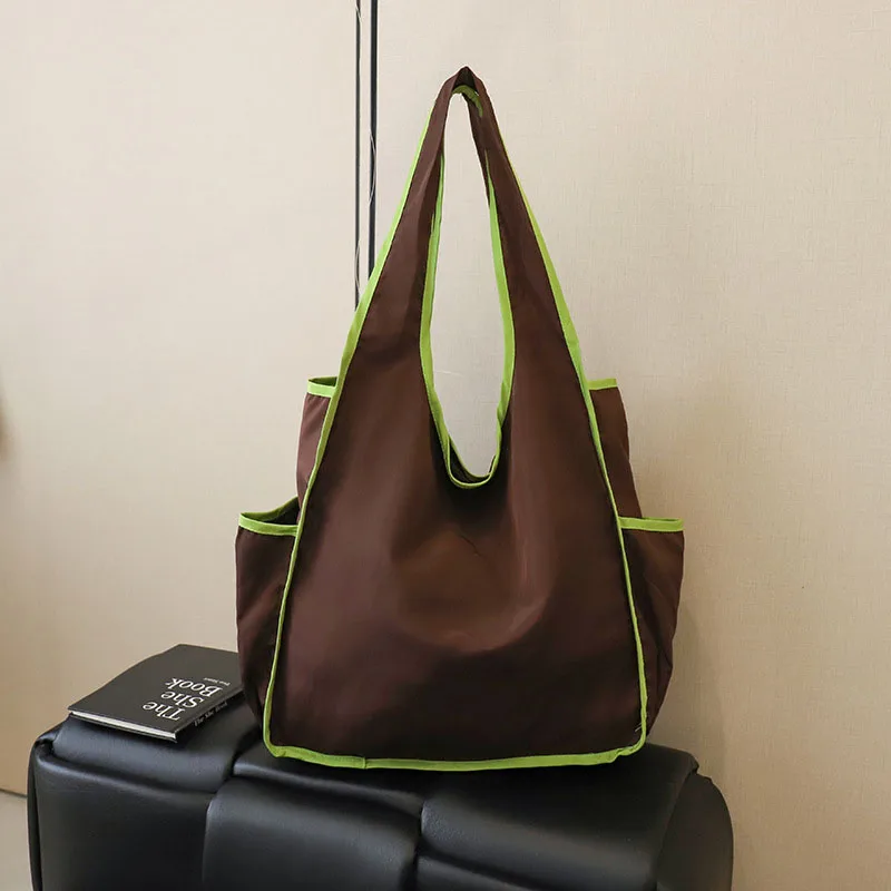 Fashion Patchwork Tote Decorated Foldable Handbags for Women Colorful Travel Shopping Bag Fashionable Women's Tote