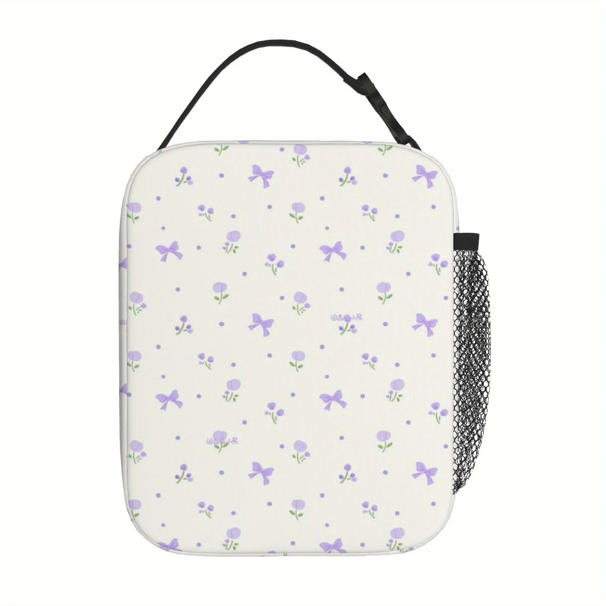 

Floral & Bow Print Insulated Lunch Bag | Durable Polyester, Reusable Thermal Tote for Home, Office, Restaurant
