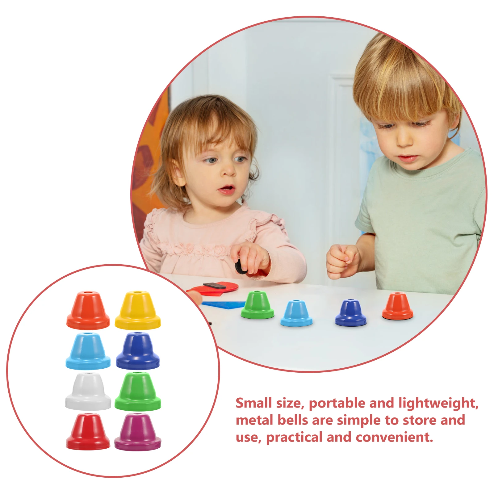

8 Pcs Orff Musical Instrument Accessories Colorful Metal Bells Small Size Lightweight DIY Crafts Mini Decorative Bell Parts Baby