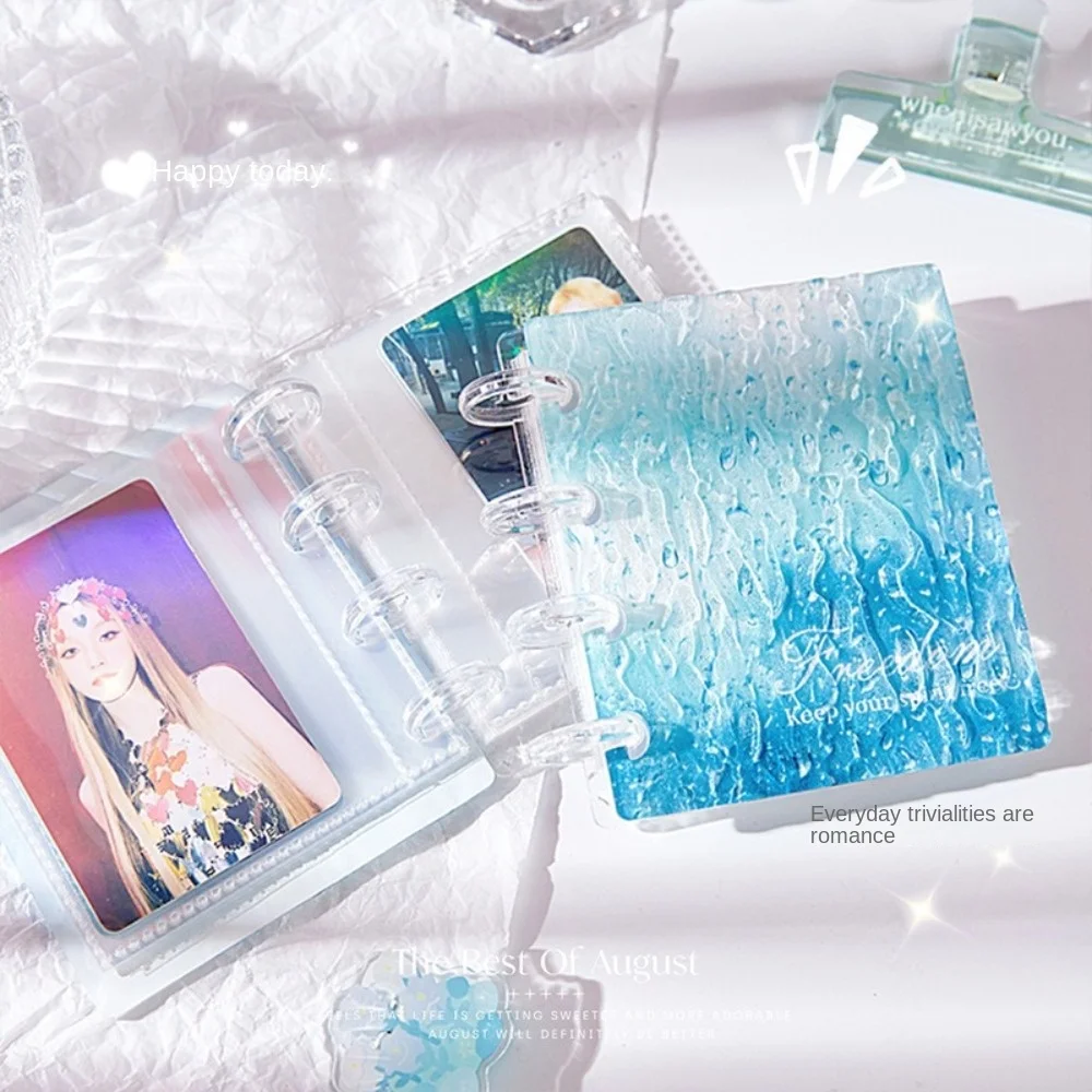 INS Water Ripple Bow Card Album PP Mini Photocard Binder with 20 Internal Pages 3 Inch Collectible Card Album Unisex