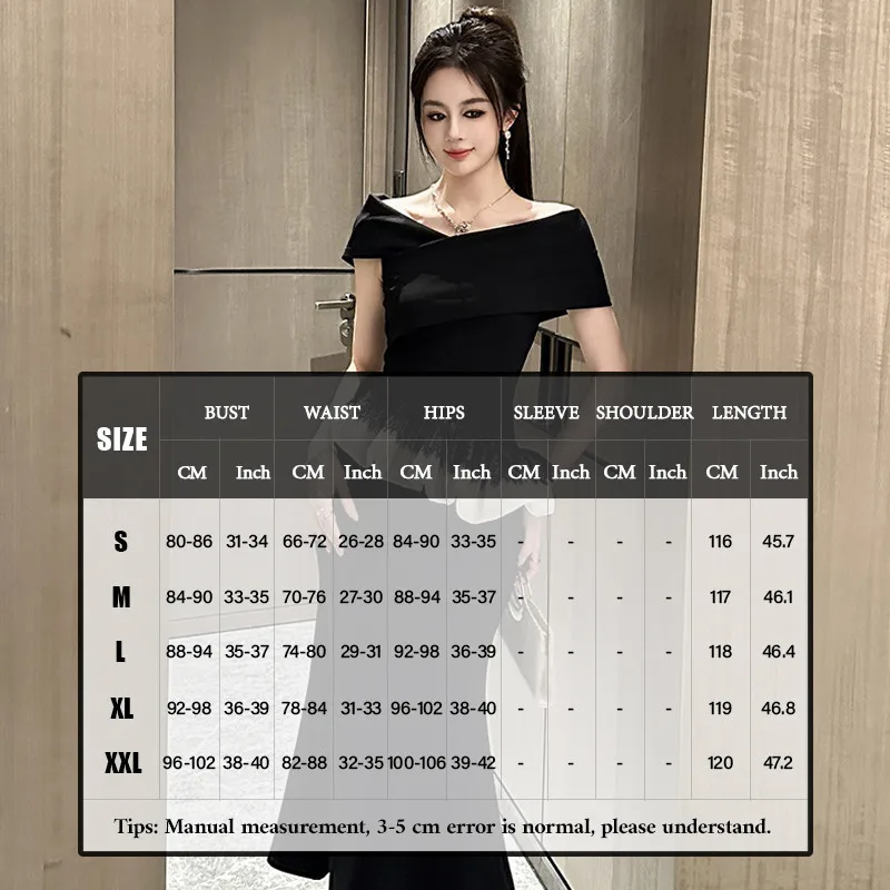 A-Leibniz Damenkleid, schwarzes Kleid, Arbeitskleid, formelles Party-Abendkleid, Hochzeitsbankettkleid 45099