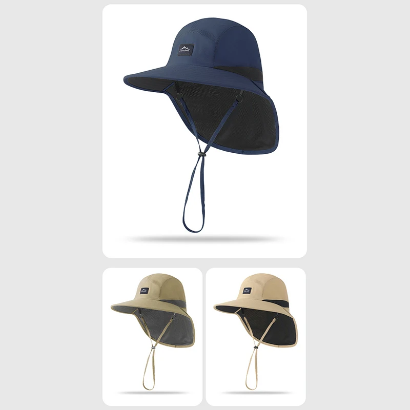 Wide Brim Fisherman Hat New Sunscreen Cap Quick-Drying Hiking Hats Sun-Shade Bucket Hat Fishing Caps