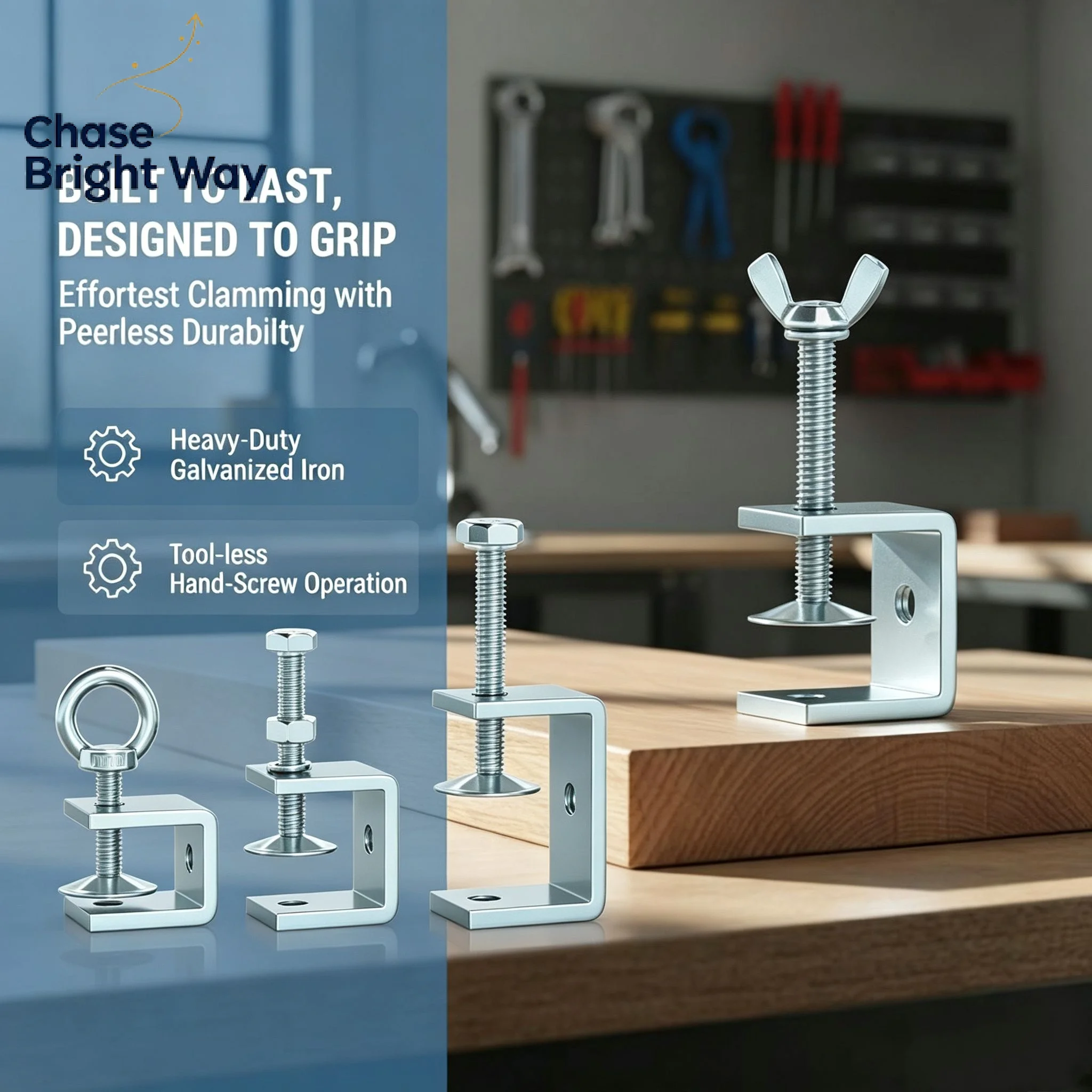 Carbon Steel C-clamp Steel Pipe Square Clamp Corrosion-resistant Rust-proof Adjustable Fixed Holder Clip Hardware Fasteners