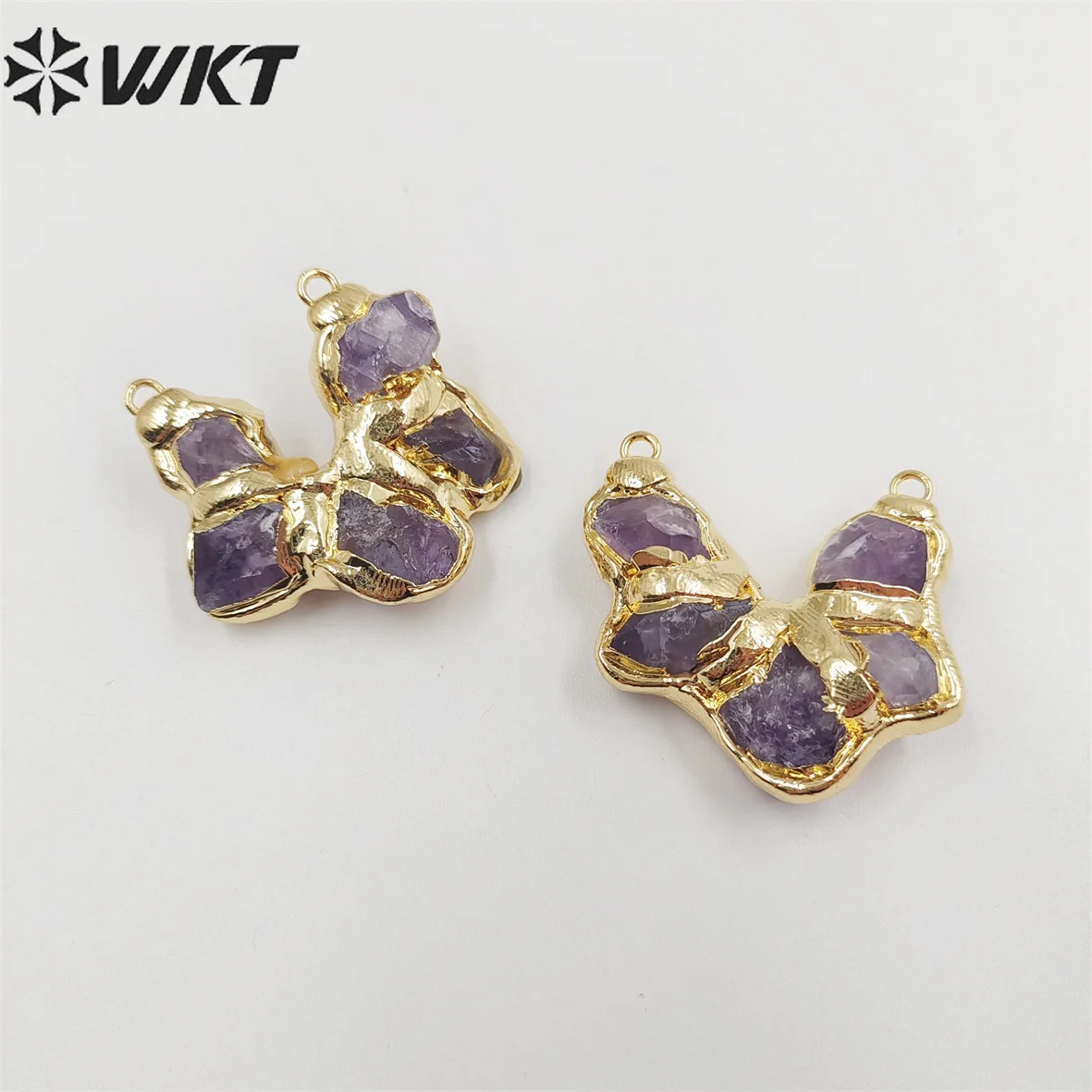 

WT-C313 WKT 2022 Attractive style Amethyst&yellow citrine connector for girl gift party new birthday jewelry connector
