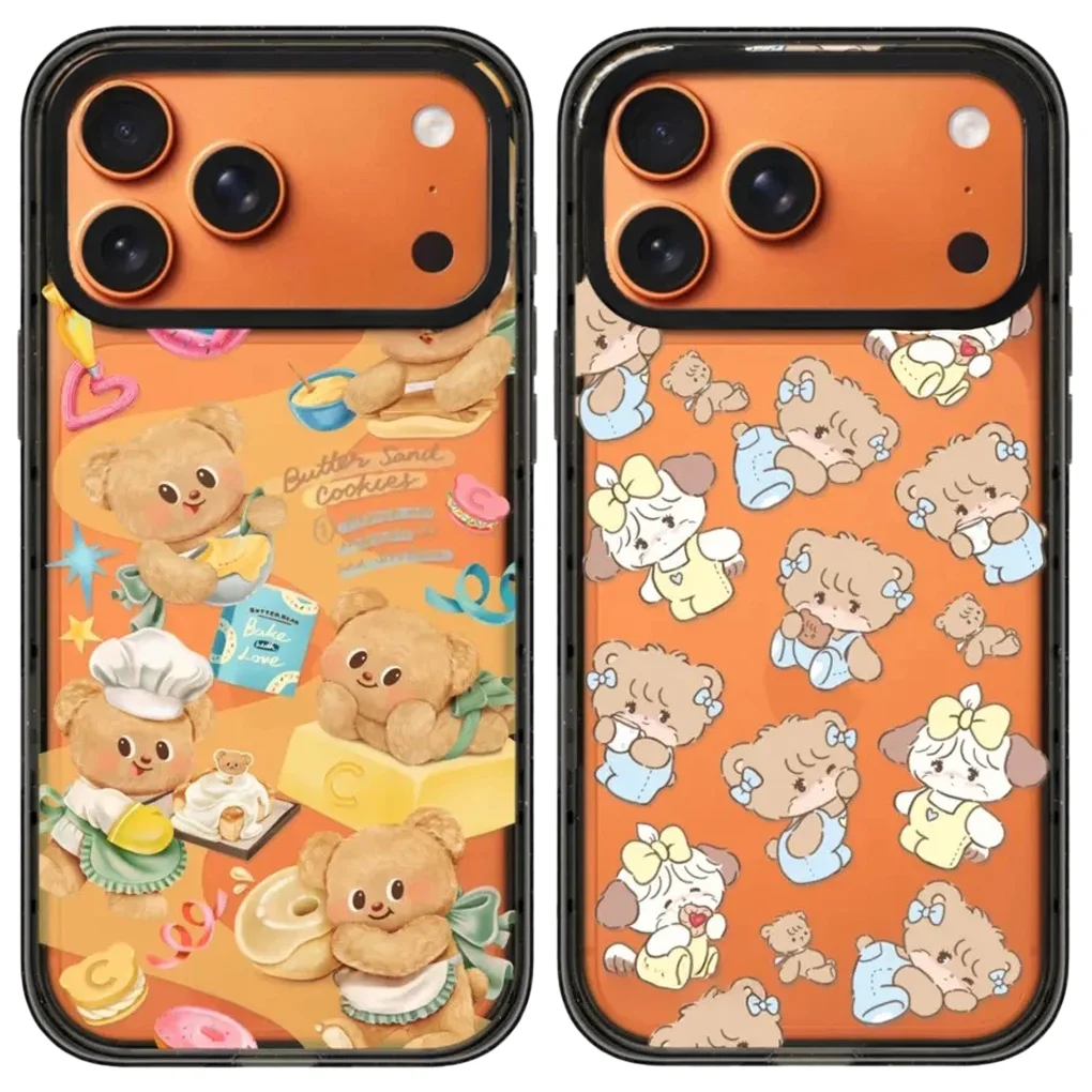 

Cat Bowknot Bear Acrylic Black Border Magnetic Case: Compatible with iPhone 17 16 15 14 13 12 Pro Max 17 Air