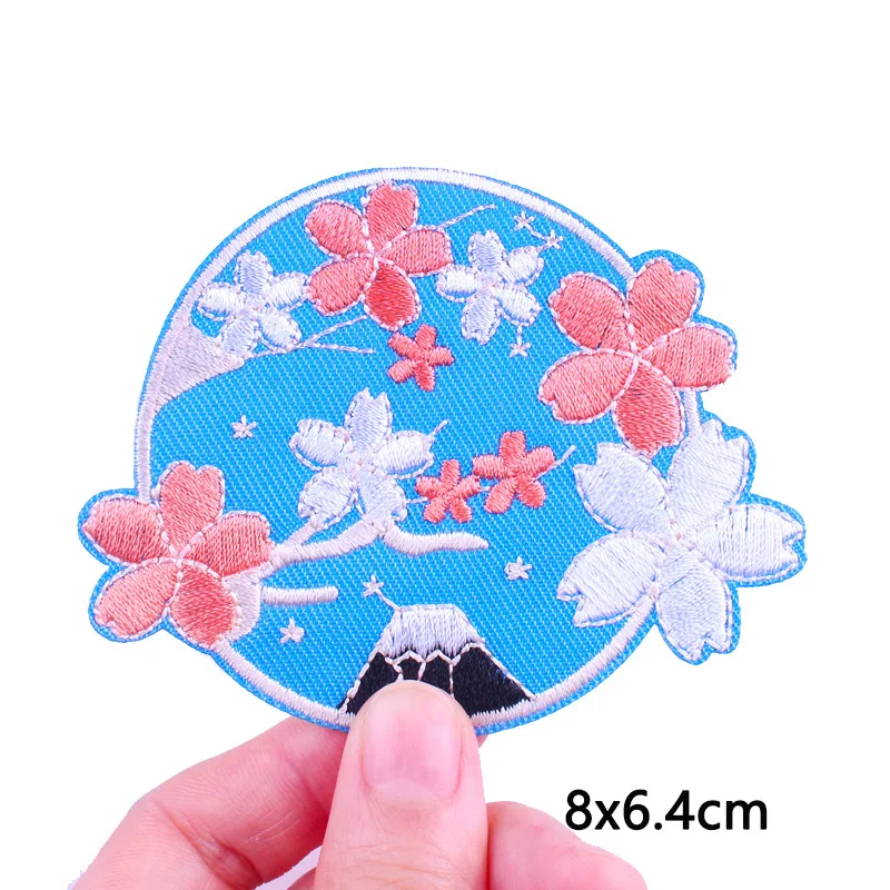 Japan Fish Lucky Cat Mount Fuji Patch Eisen auf Patches für Kleidung bestickte Patches auf Kleidung schmelzbare thermoadhäsive Patch
