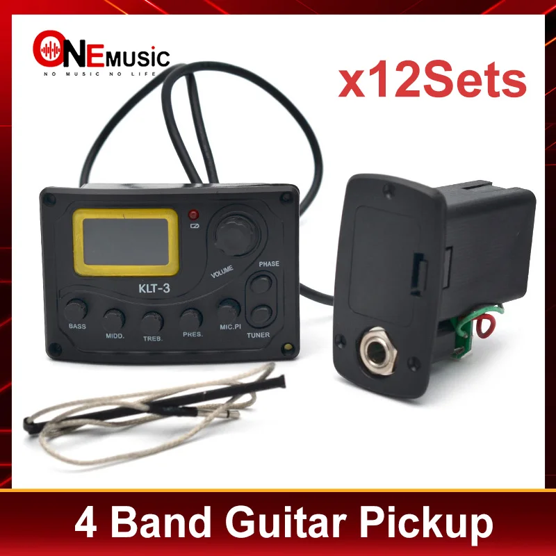 

12Sets 4 Band EQ Equalizer KLT-1 / KLT-3 Acoustic Guitar Bass EQ Preamp with Micphone and Tuner Guitar pickup