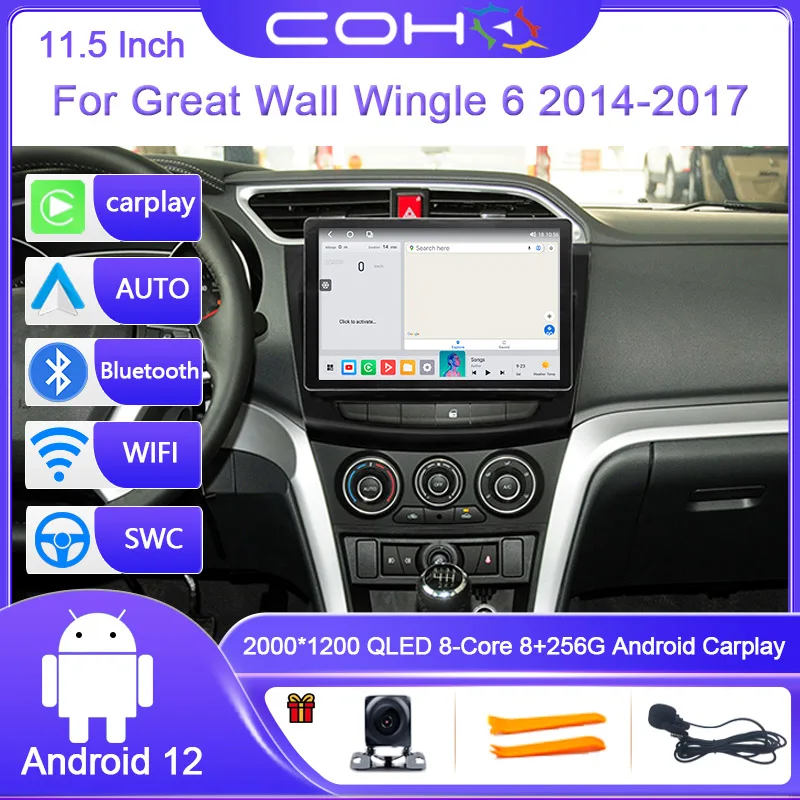 

Для Great Wall Wingle 6 2014-2017 Android 12,0 Восьмиядерный 8 + 256G 11,5 дюймовый автомобильный мультимедийный плеер стерео приемник радио