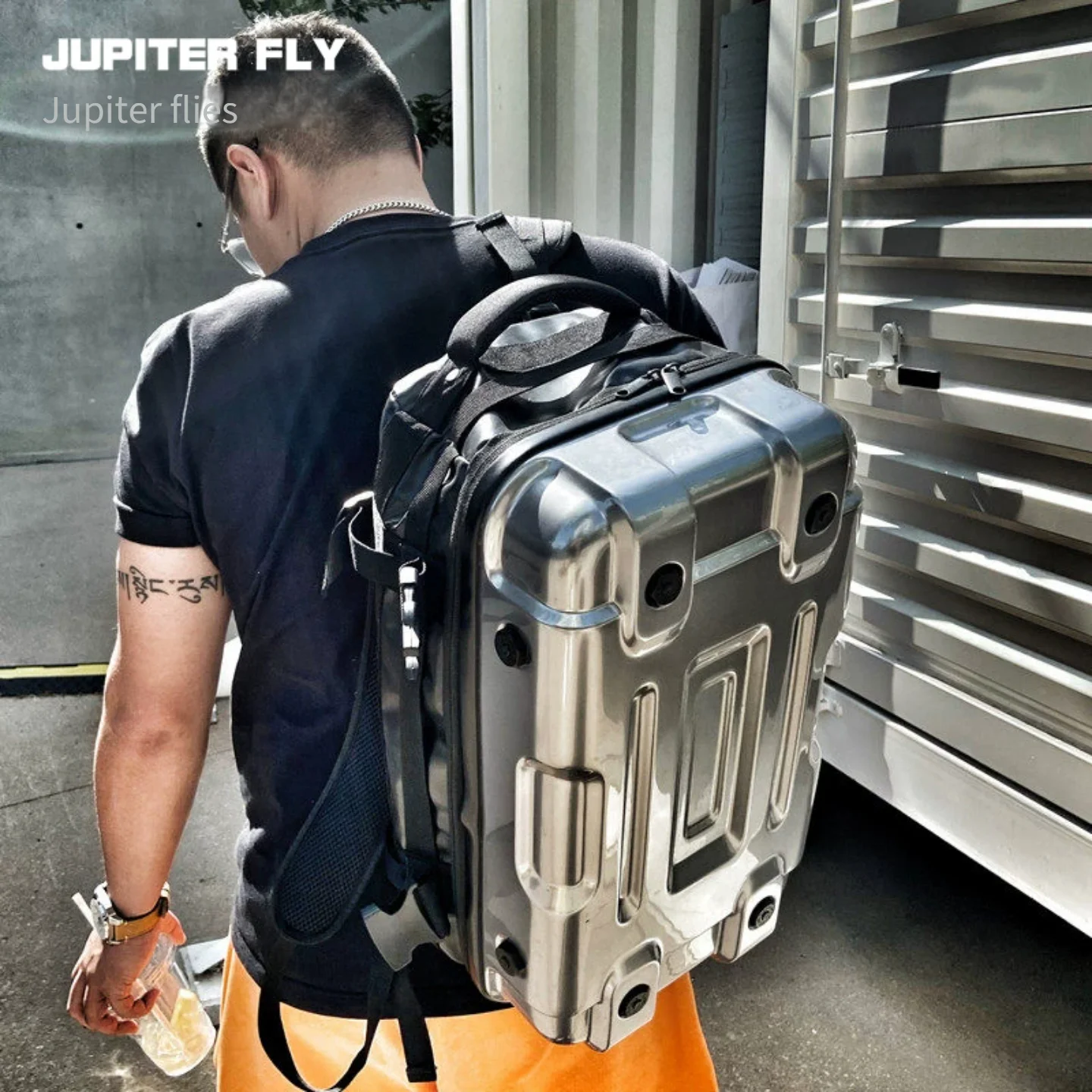 Hard Shell Motorcycle Backpack Large Capacity Waterproof Travel Rucksack, Outdoor Hiking Commuter Bag, Cool Style Shoulder Bag F