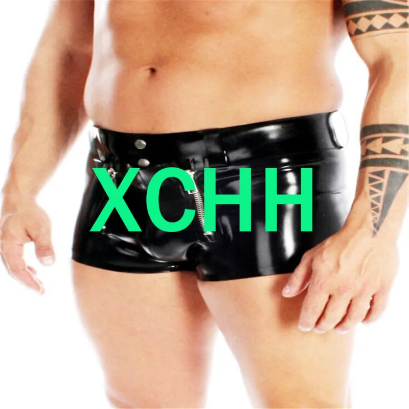 

Pure 100% Natural Latex Underwear Boxer Shorts Briefs Handmade Zipper Men Short Pants