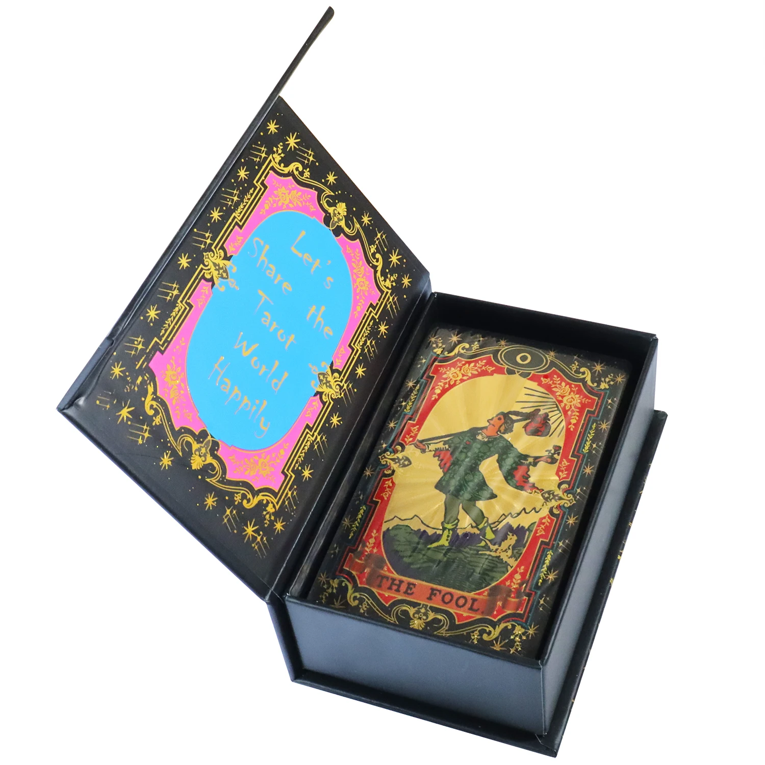 Tarot Cards Black with Guide Book Waterproof Wrinkle Resistant Gold Foil Learning Tarot Card for Beginners Deck for Divination