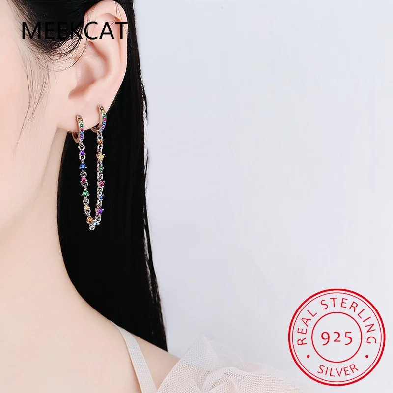 Natural Garnet Amethyst Citrine Peridot Blue Topaz 925 Sterling Silver Double Circles Hoop Earring Colorful Gemstone Jewelry view 3