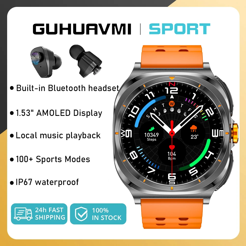 

2 In 1 TWS Headset Smart Watch 1.53" Men Women Sport Fitness Heart Rate Health Watches Earphone Noise Reduction Music Smartwatch