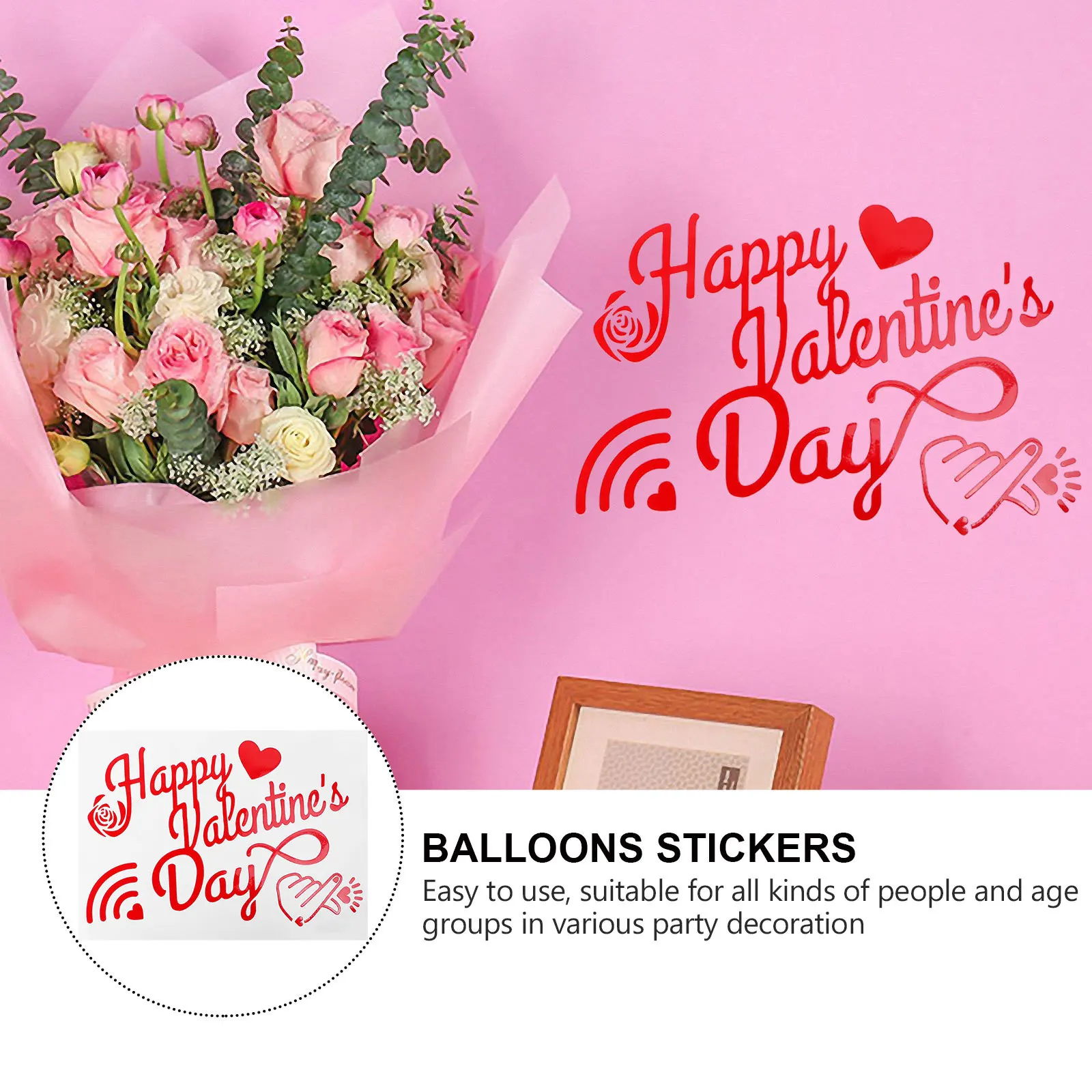 

5pcs Balloon Stickers Red Pvc Waterproof For Wedding Party Birthday Festival Decoration Balloon Decals Creative Accessory