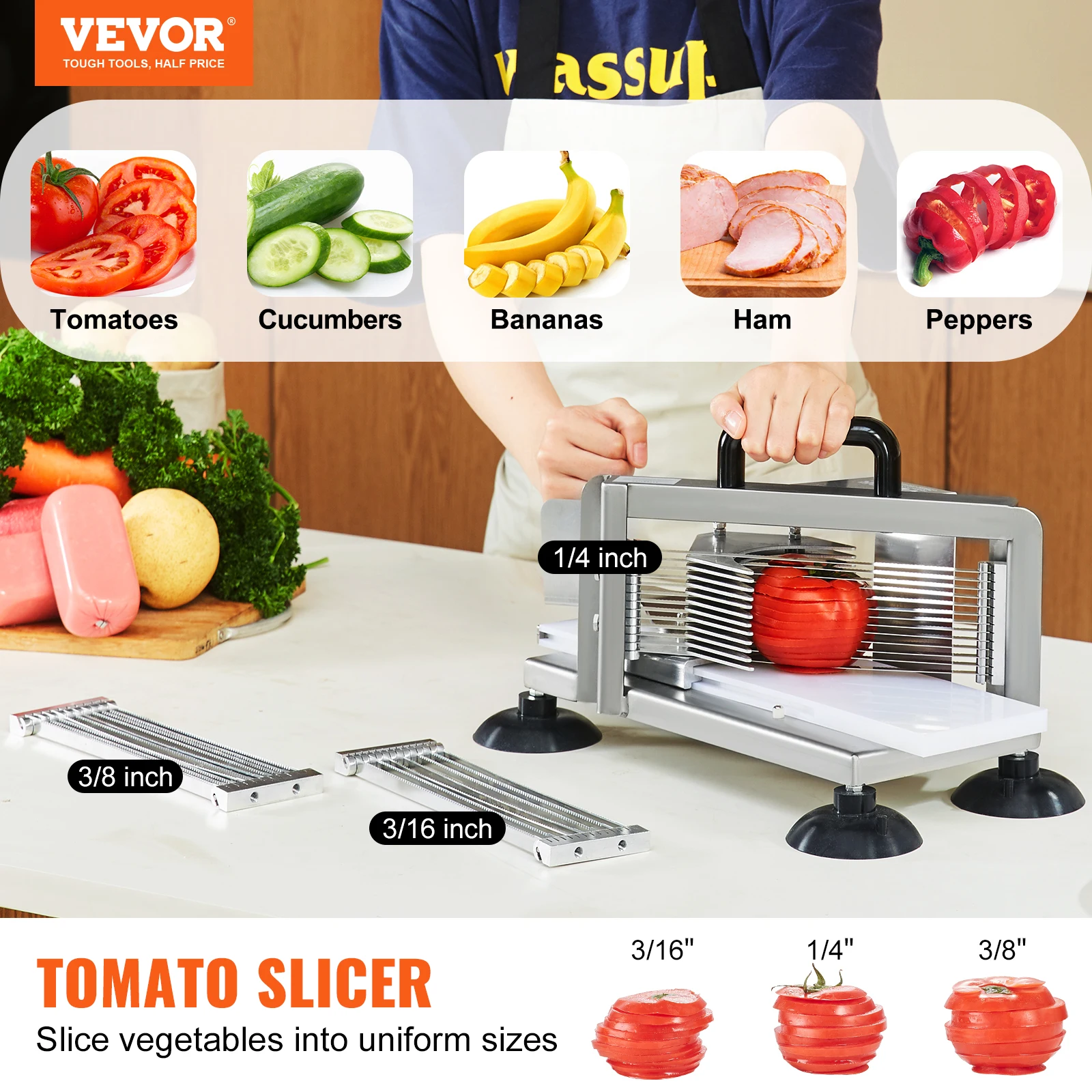 VEVOR Commercial Tomato Slicer 1/4