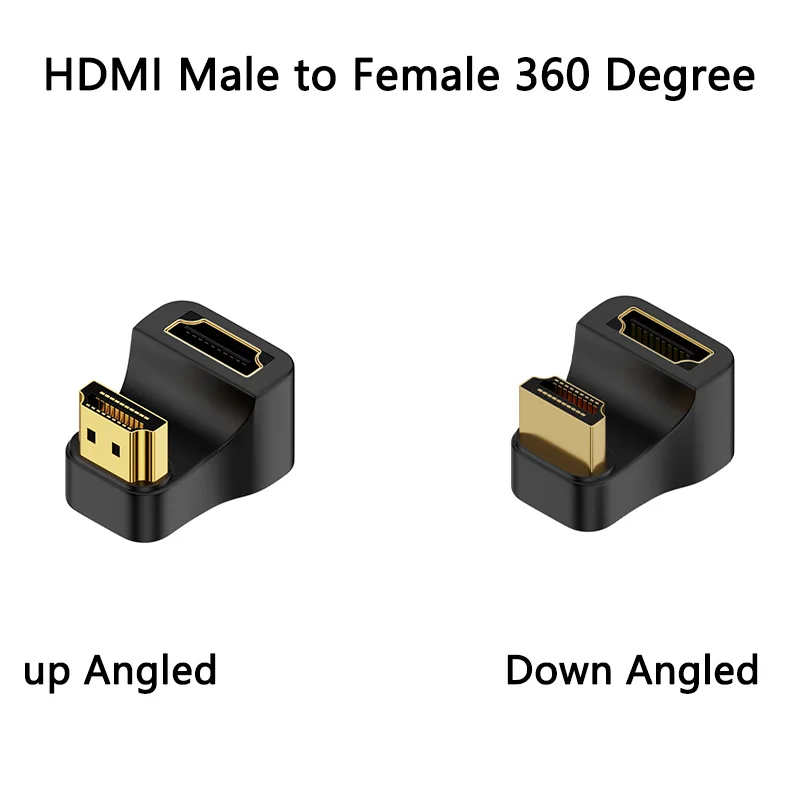 HDMI Male Type-A to HDMI Female adapter extender converter Port Savers 360 Degree U Shape Back Angled Extension