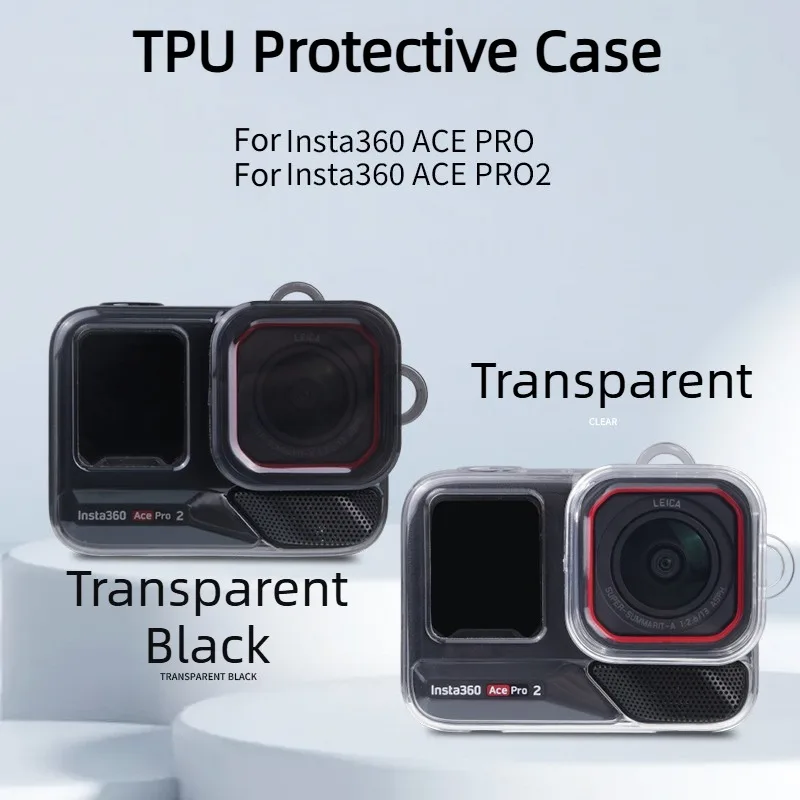 Silicone Protective Case Anti-Scratch Shockproof Skin with Lanyard Lens Cover Soft TPU Silicone Cover For Insta360 Ace Pro 2